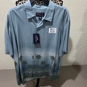 Newport Men's Tropical Palm Shirt - Blue and Green